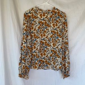 Shein long sleeve floral blouse with orange flowers XL